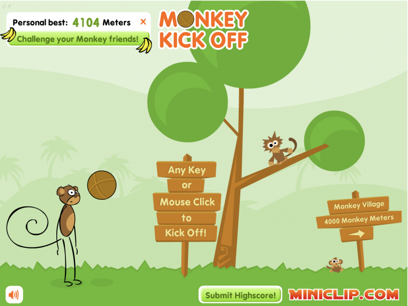See if you can kick it all the way to the monkey village in Monkey Kick Off.