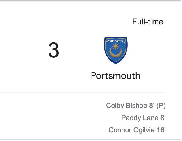Portsmouth score two goals in same minute