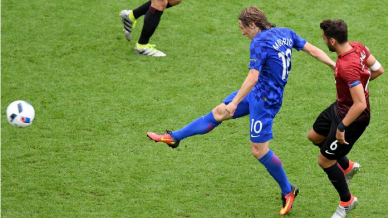 Luka Modric connects on a gorgeous volley