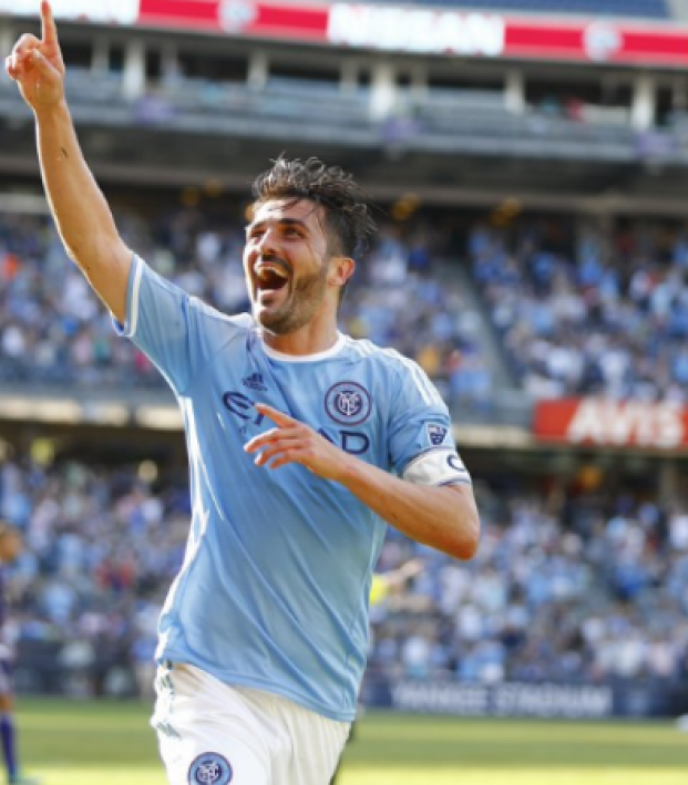David Villa celebrates his goal
