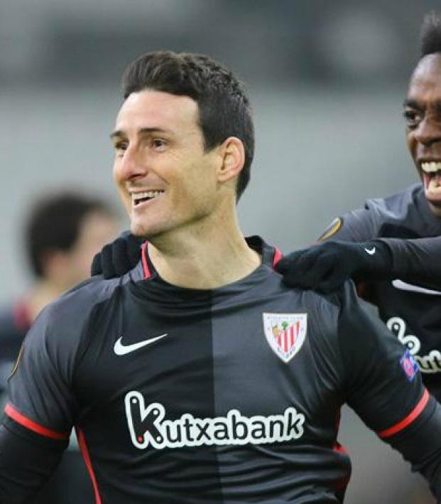 Aritz Aduriz celebrates his sensational volley. 