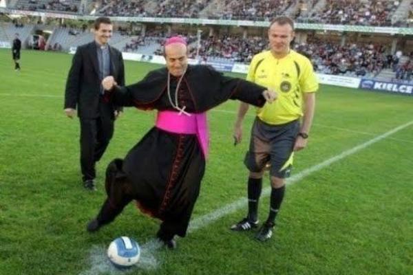 Pope takes penalty kick 