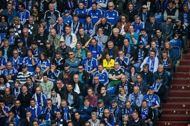 Dortmund supporter with Schalke fans