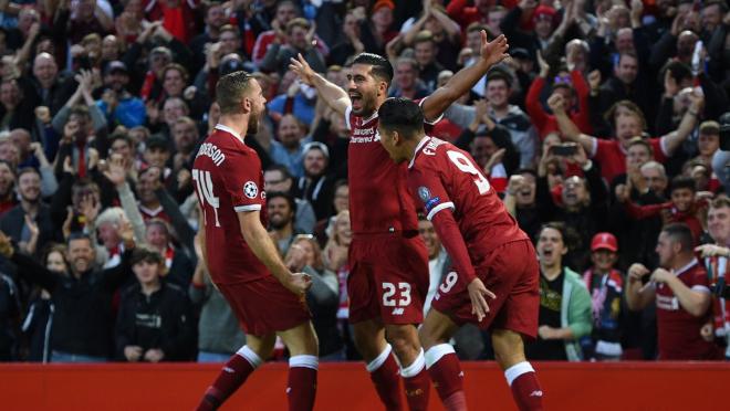 Liverpool Celebrate Emre Can Champions League Goal