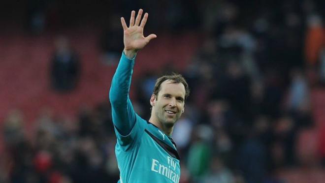 Petr Cech salutes the crowd.