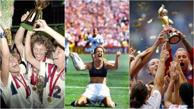 the USWNT winning the world cup in 1991, 1999, 2015.