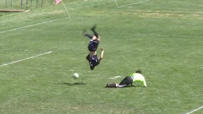 The amazing somersault goal.