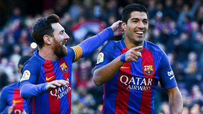 Lionel Messi and Luis Suarez