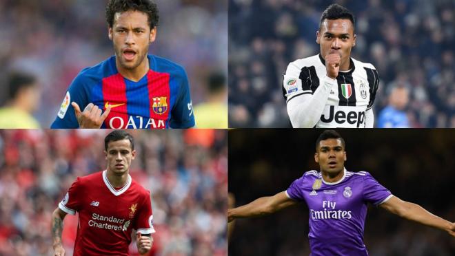 Neymar, Alex Sandro, Philippe Coutinho and Casemiro