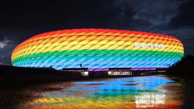 Allianz Arena Lights In Rainbow Colors