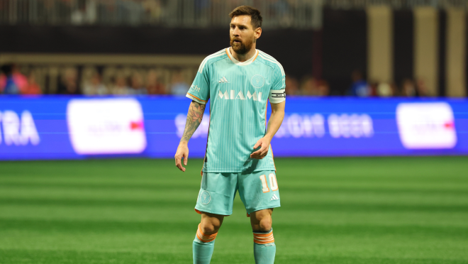 Lionel Messi during Inter Miami-Atlanta United East Conference MLS playoffs quarterfinal at Mercedes-Benz Stadium.