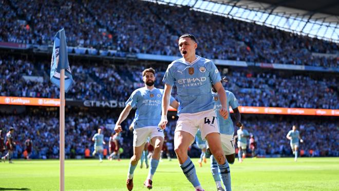 Phil Foden celebrates goal vs. West Ham