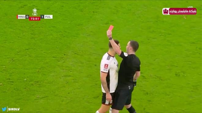 Fulham three red cards in 40 seconds