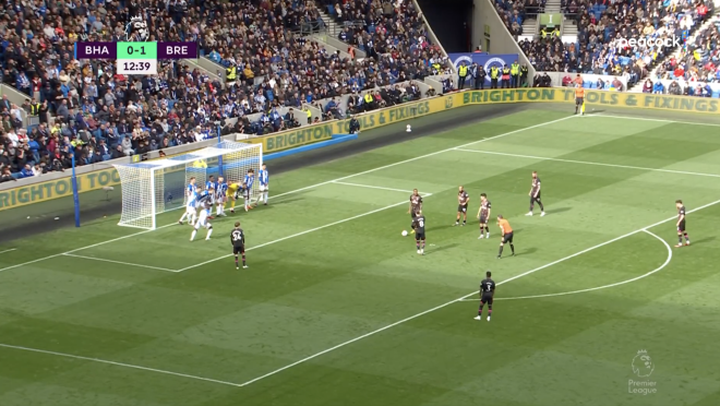 Brentford indirect free kick vs. Brighton