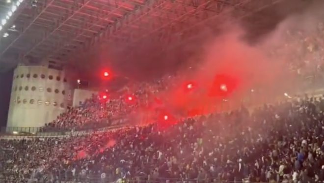 Benfica fans flares incident at San Siro 