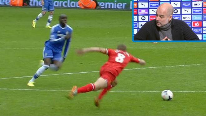 Pep Guardiola Steven Gerrard slip