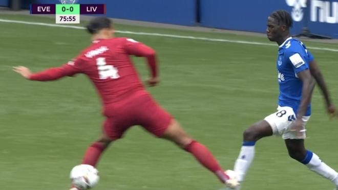 Van Dijk tackle on Onana in the Merseyside Derby