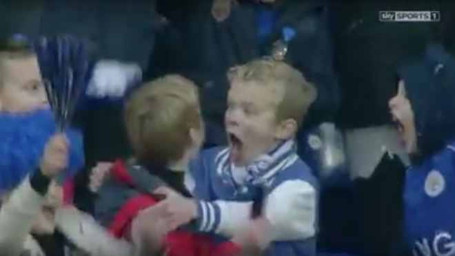  Leicester youngsters Celebrate Mahrez Goal