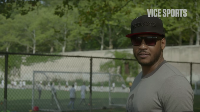 Carmelo Anthony Visits MLK High School Soccer Team in New York