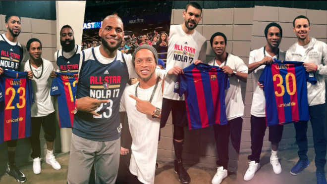 Ronaldinho at the NBA All Star Game 