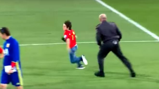 Spain Pitch Invader Meets Morata 