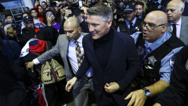 Schweinsteiger's Arrival At Chicago Airport