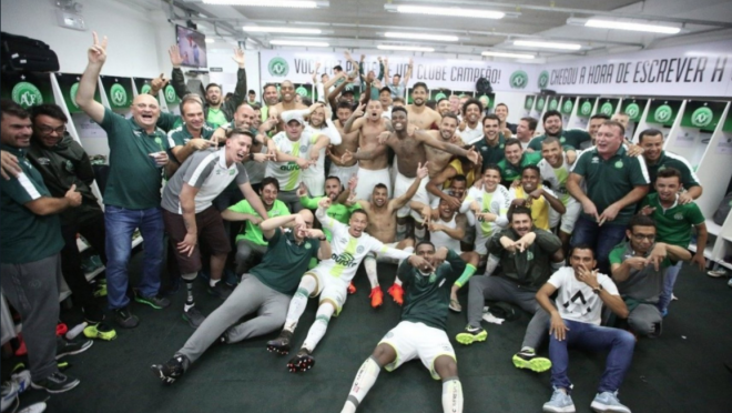 Chapecoense celebrate avoiding relegation