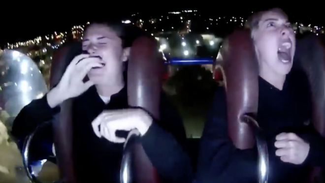 Two Florida State Soccer Players Different Reaction To Theme Park Ride