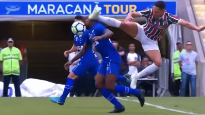 Fluminense Player Karate Kicks Opponent