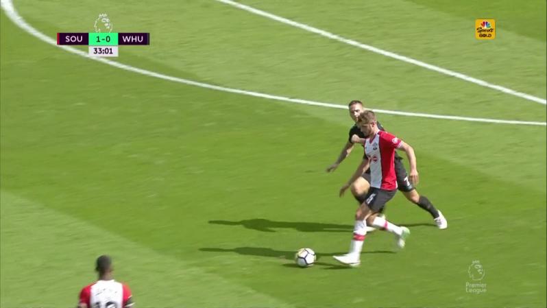 Marko Arnautovic Red Card - He catches Jack Stephens