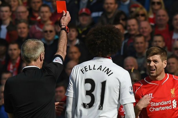 Steven Gerrard Red card Liverpool 