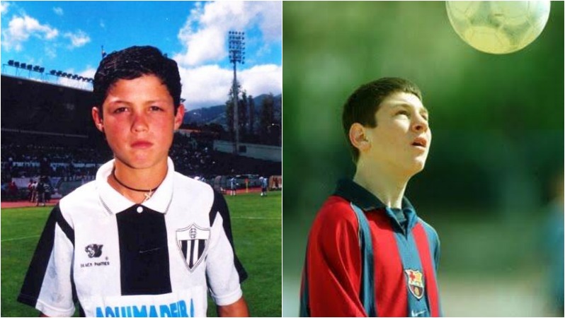 Messi vs Ronaldo: cute childhood photo edition. 