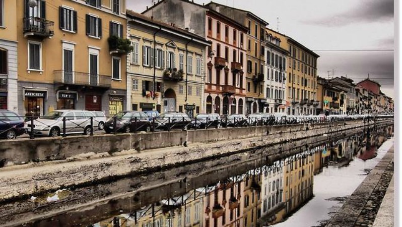 A canal in Milan is shown. 