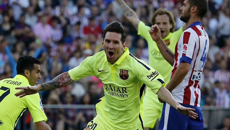 Messi showed off his new tattoos when he scored the winner to be crowned in La Liga