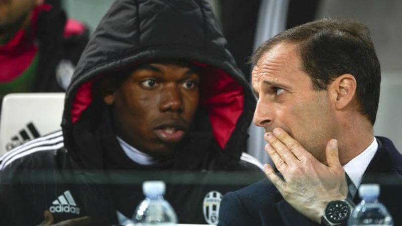 Paul Pogba and Juventus head coach Massimiliano Allegri