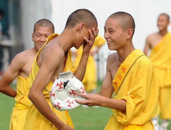 shaolin monks playing soccer