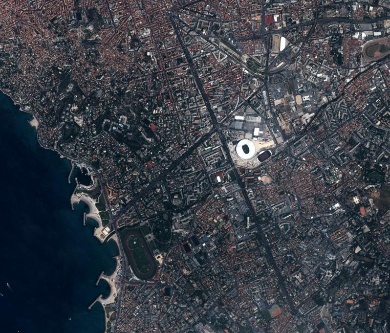 pictures of amazing stadiums, stade velodrome from space